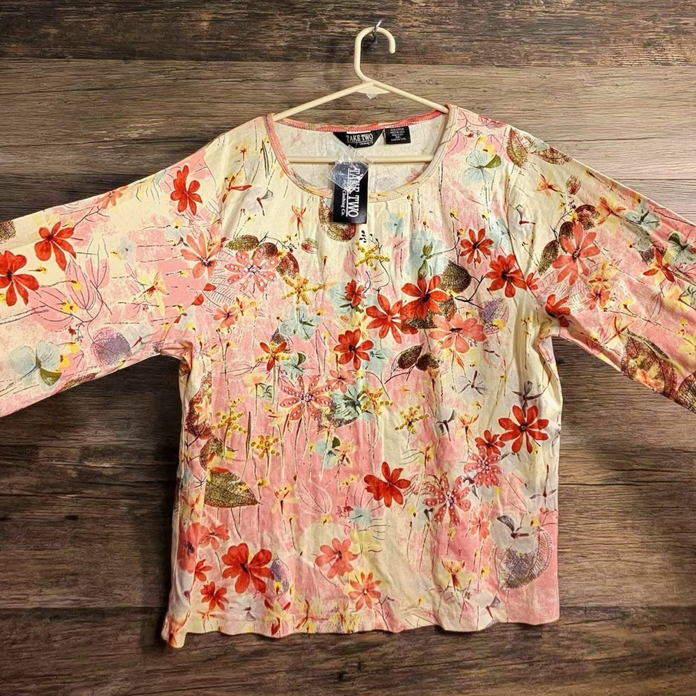 Take Two Vibrant Floral Women's‎ Blouse - Multicolor